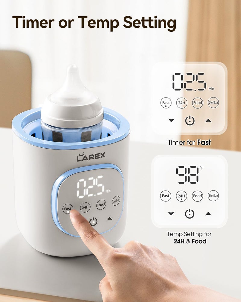 LAREX Bottle Warmer, Fast Baby Bottle Warmer for Breastmilk and Formula, with Timer and Accurate Temp Control, 8-in-1 Baby Milk Warmer BPA Free with Digital Display, Bottle Warmers for All Bottles - Image 4